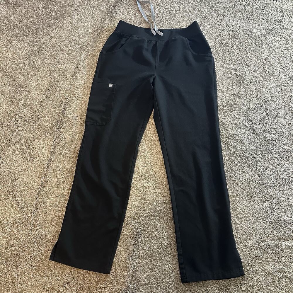 FIGS Kade Cargo Scrub Pants Black Medical Tech Straight Leg Pockets Women’s S